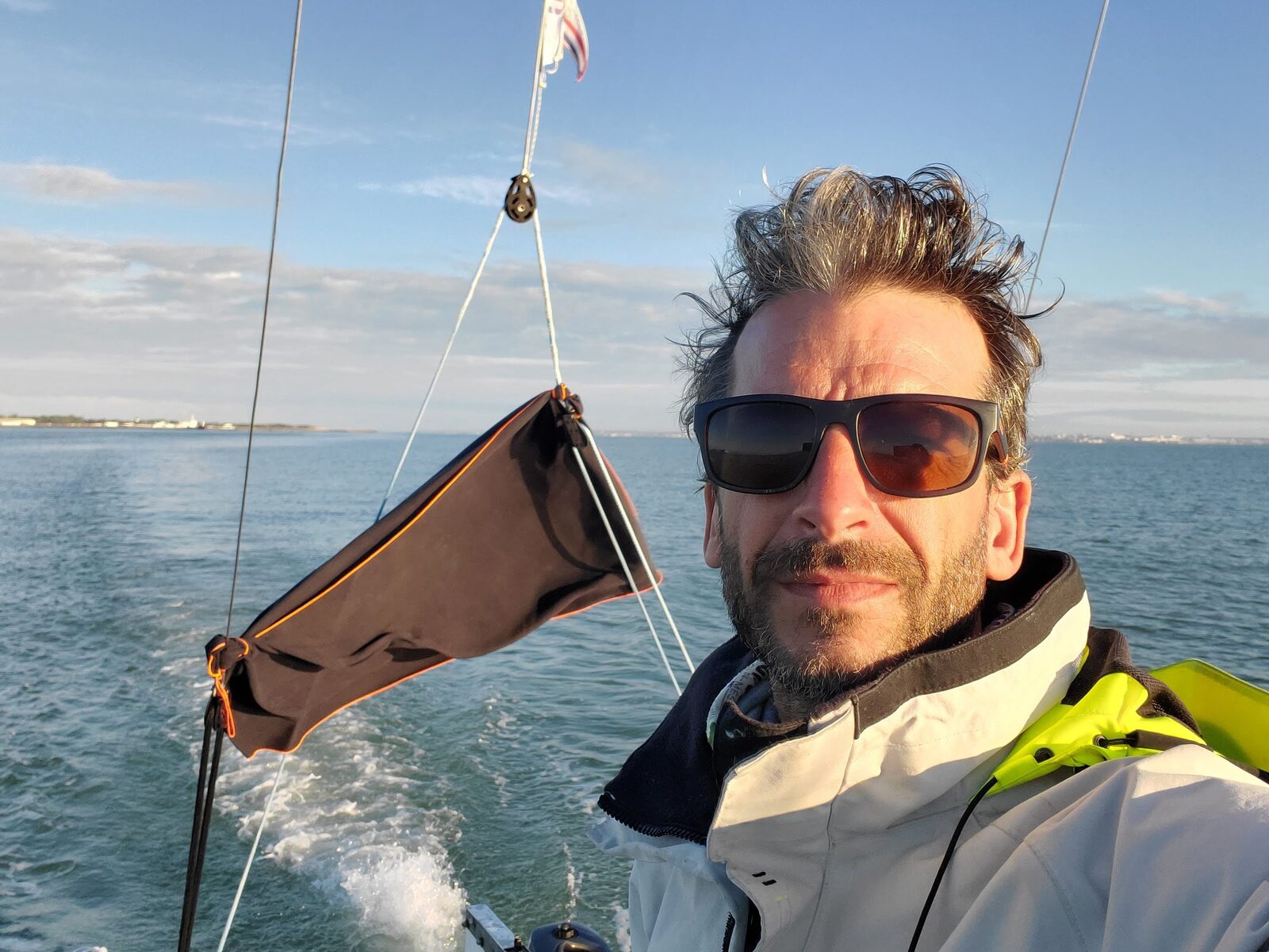 David en ciré pendant une navigation en solitaire